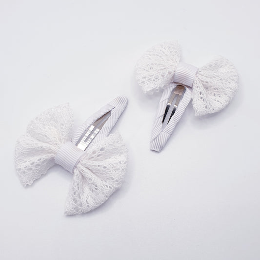 White Lace Bow Clippies