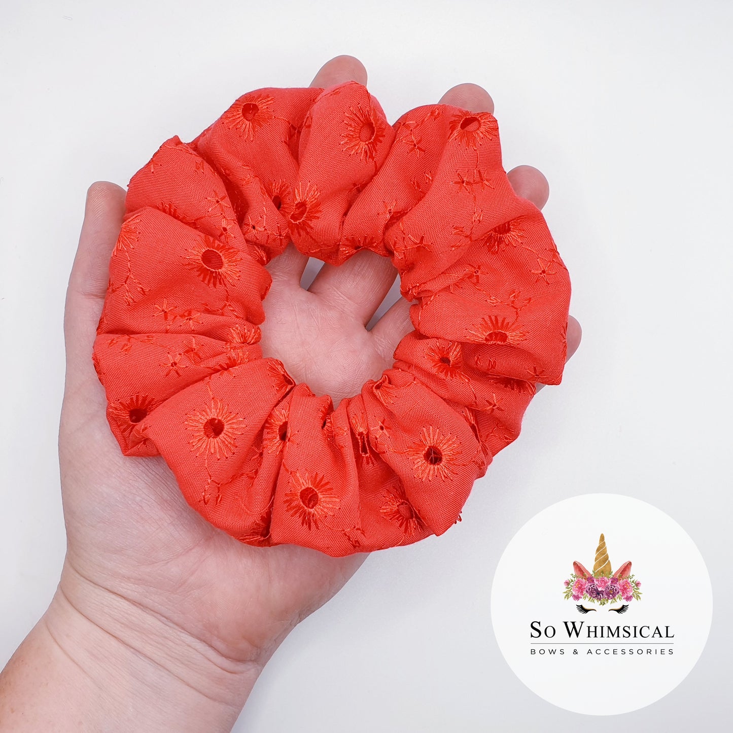Anglaise Cotton Scrunchie Red Medium