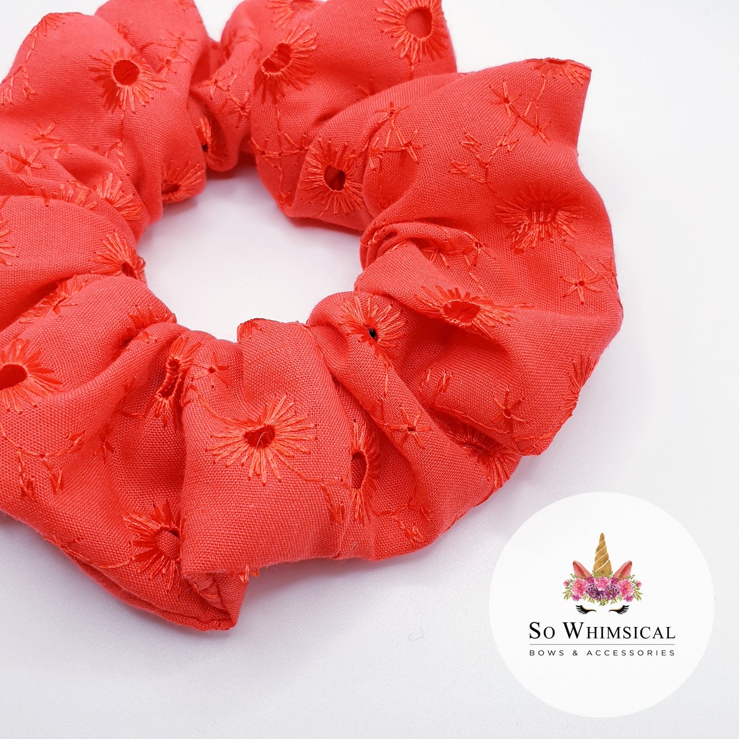 Anglaise Cotton Scrunchie Red Medium