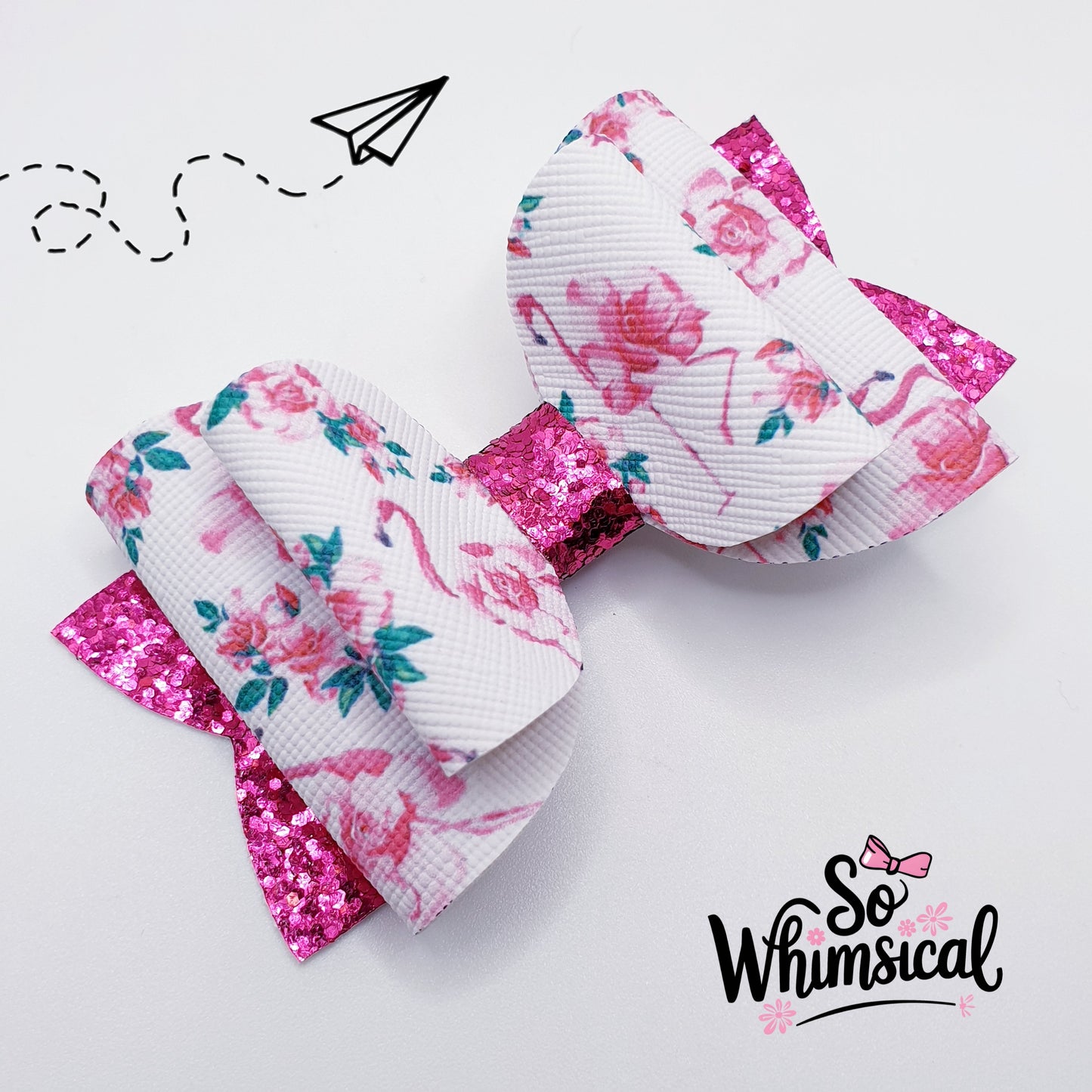 Bloomy Flamingos Large Bow