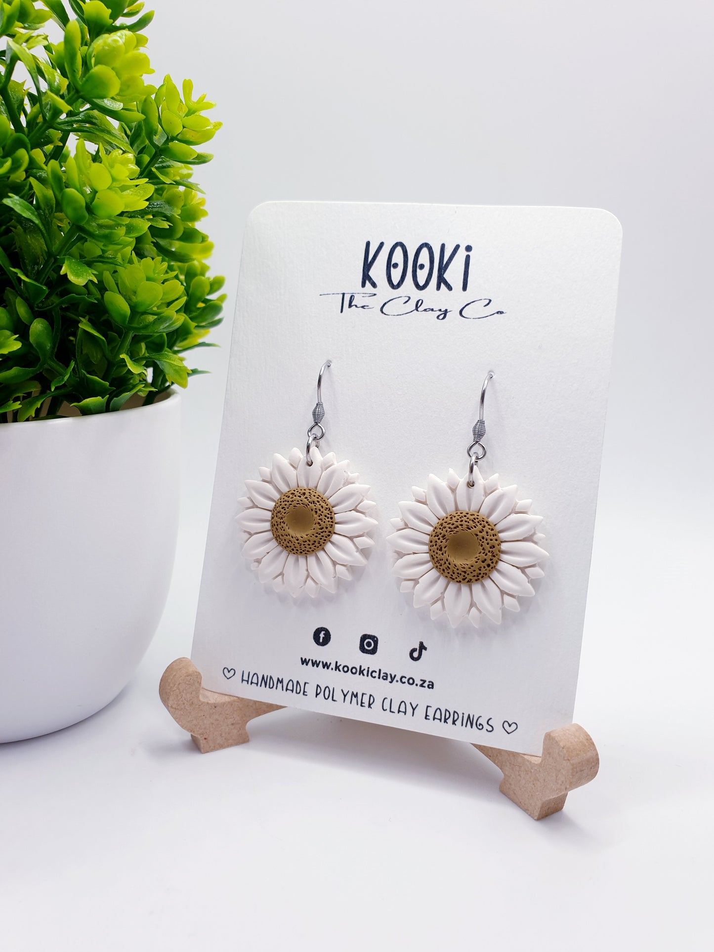 White Daisy Hook Dangles