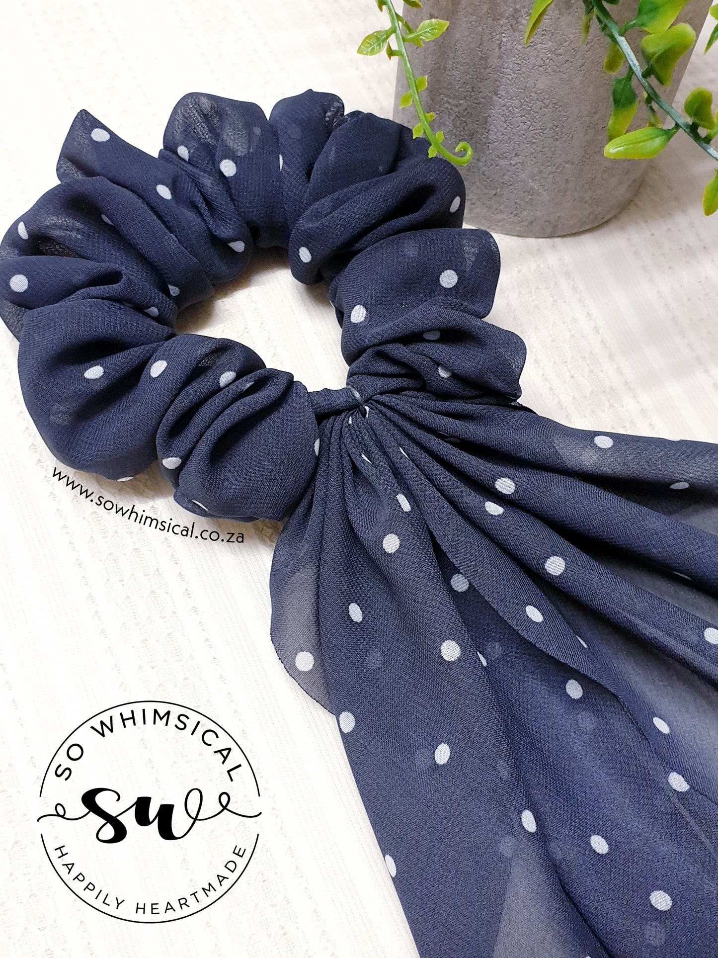 Grey & White Polka Dots LT Scrunchie