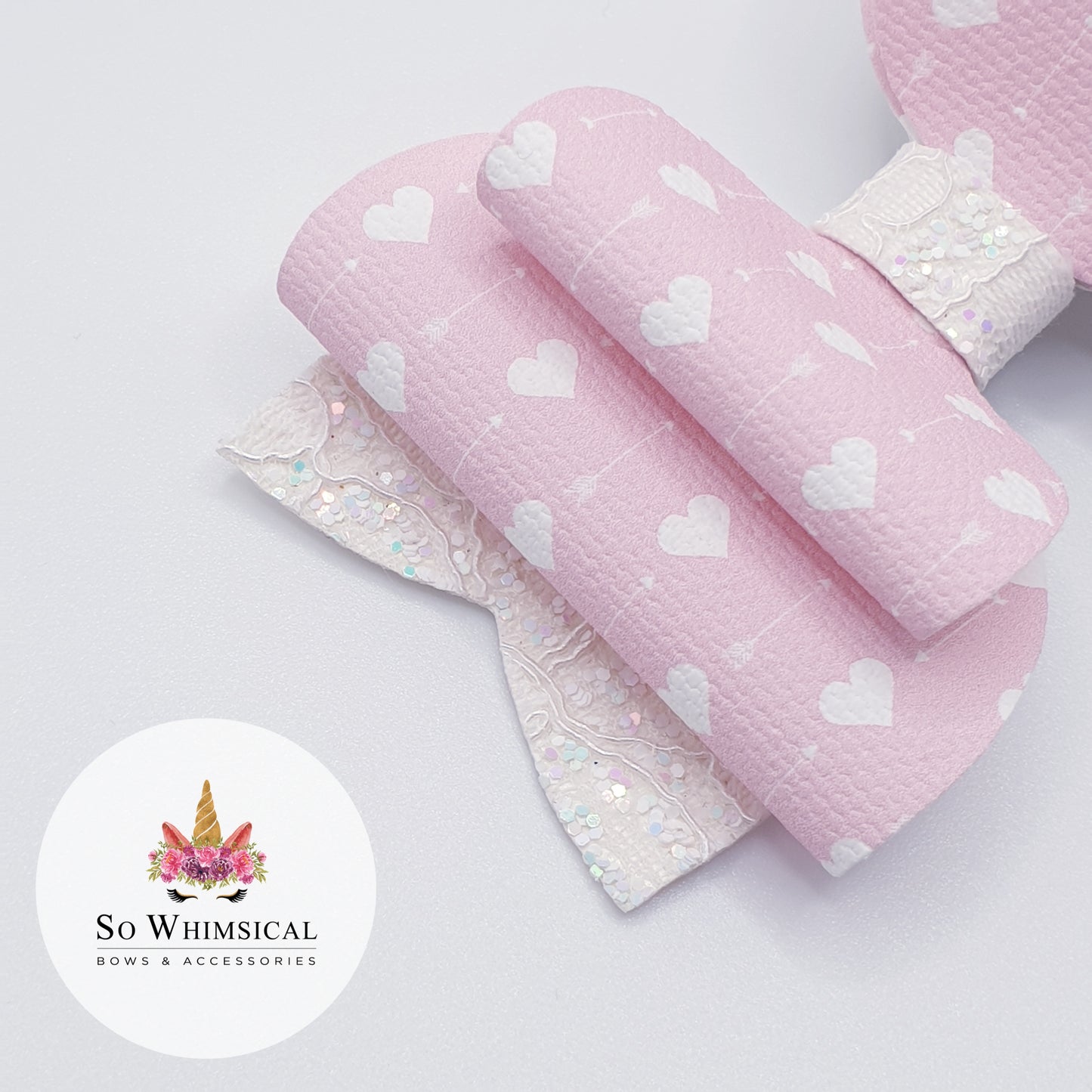 Hearts & Glitter Lace Bow