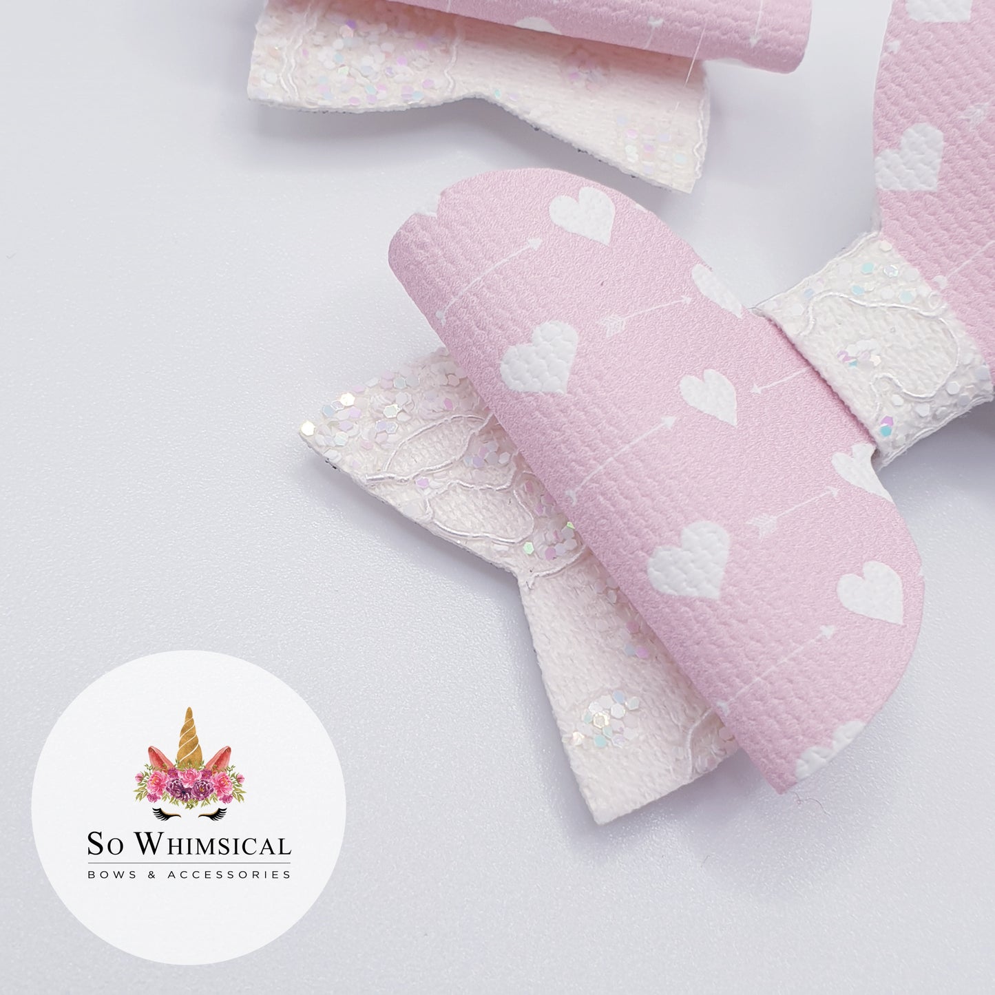 Hearts & Glitter Lace Bows (Set of 2)