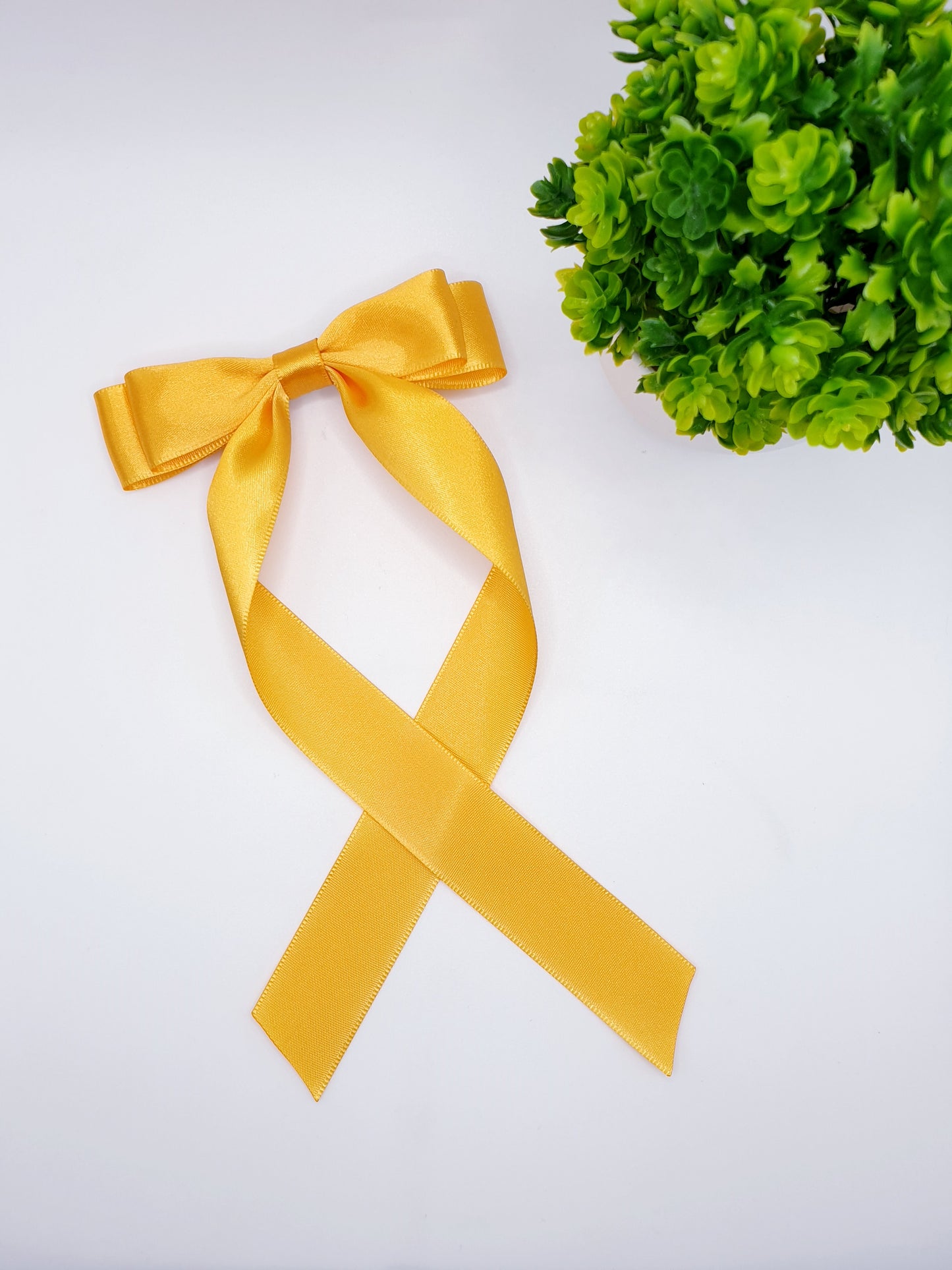 Long Tail Ribbon Bow - Golden Yellow