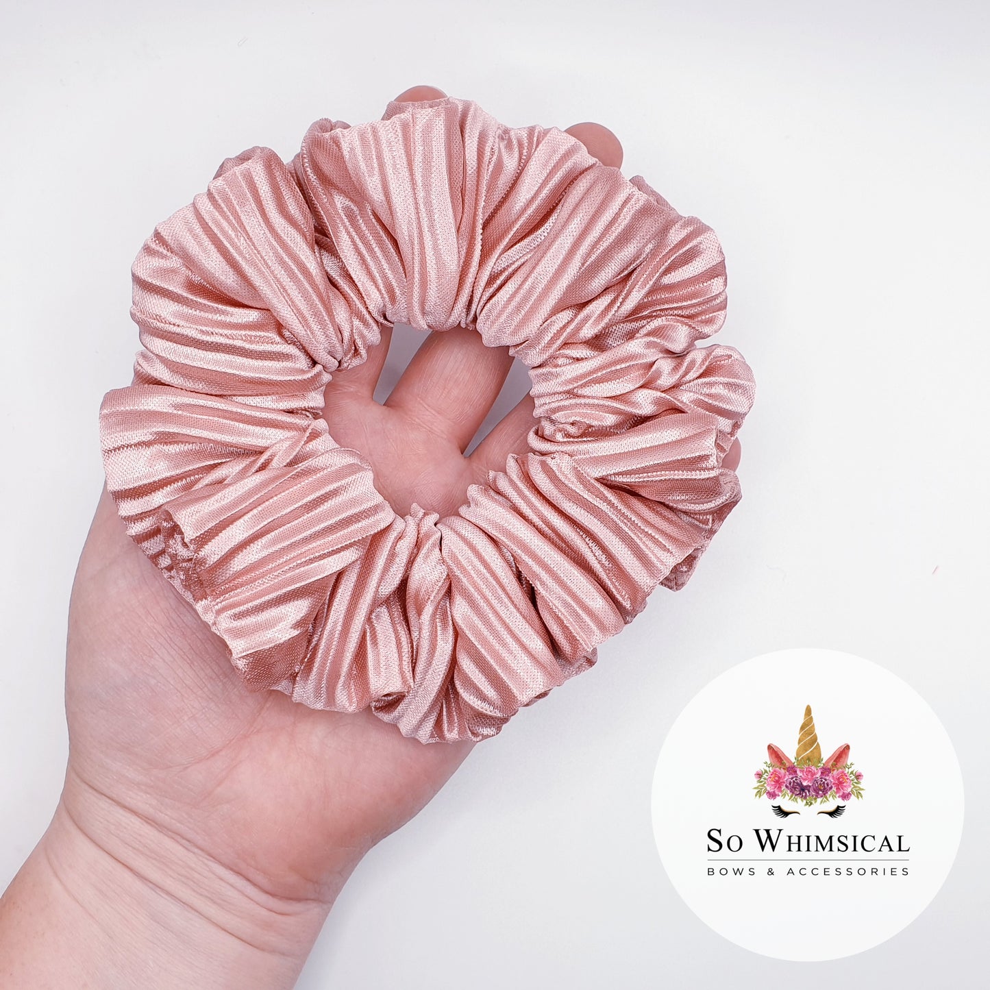Ruffled Satin Scrunchie Dusty Pink Medium