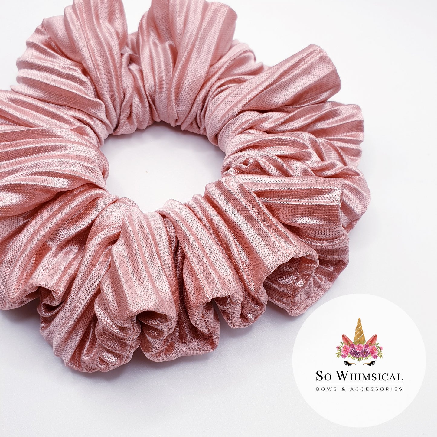 Ruffled Satin Scrunchie Dusty Pink Medium