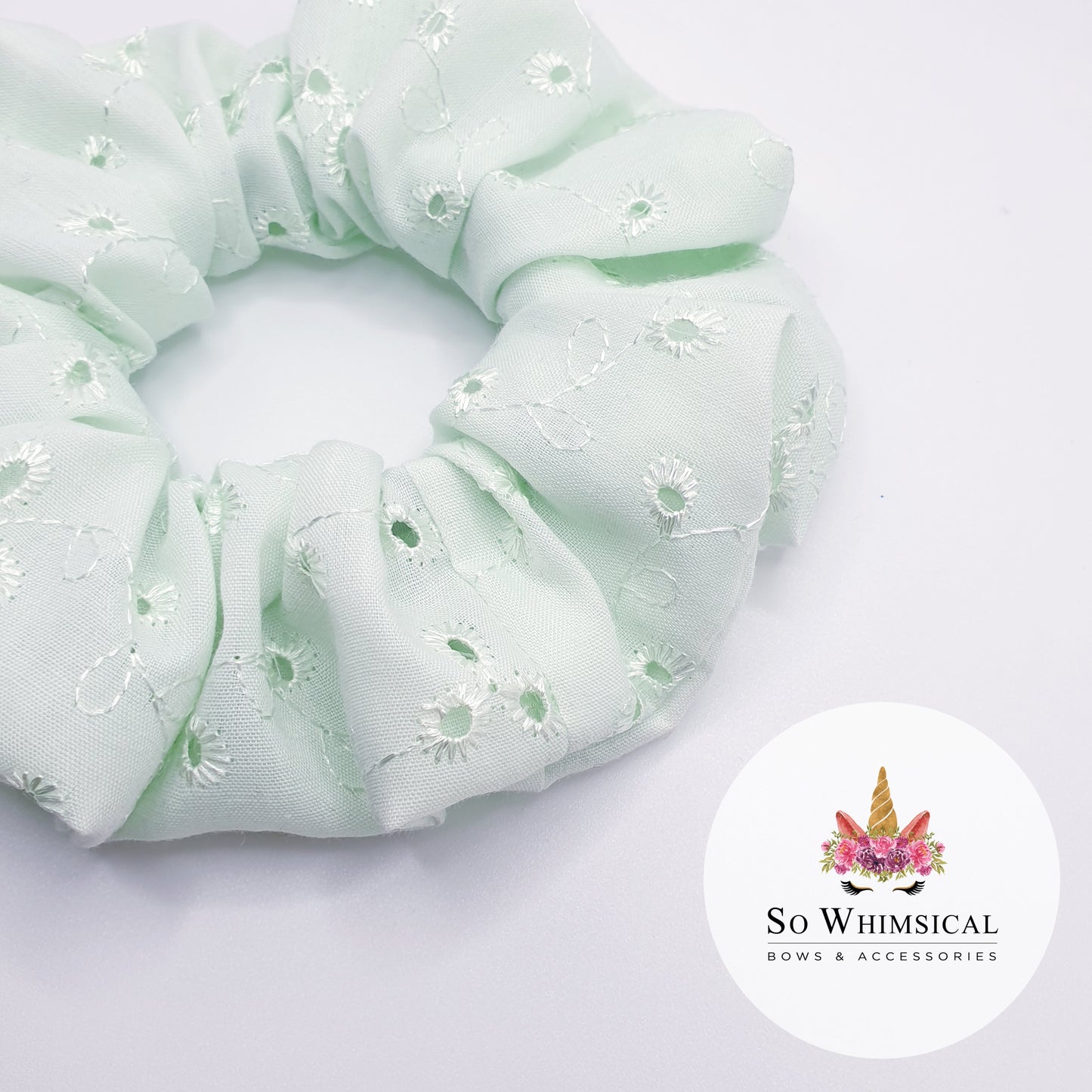 Anglaise Cotton Scrunchie Mint Green Medium