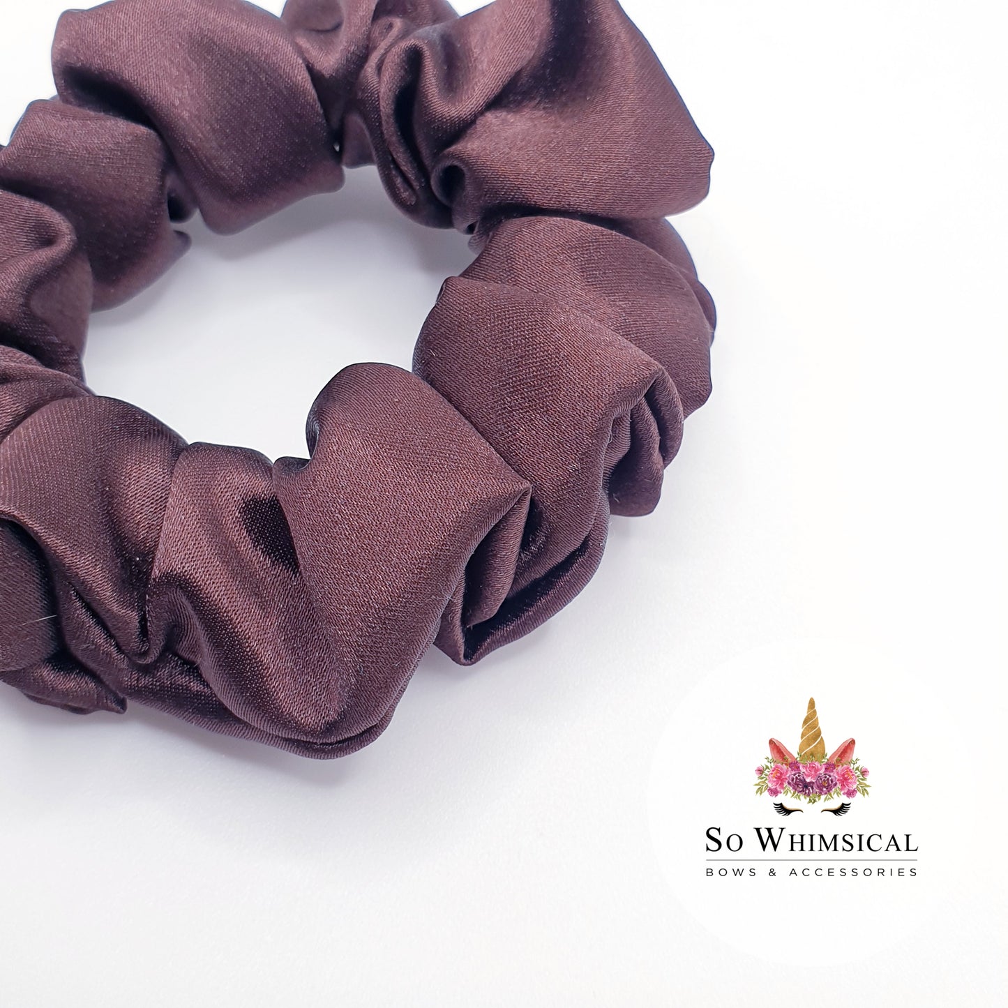 Satin Mocca Brown Scrunchie Small