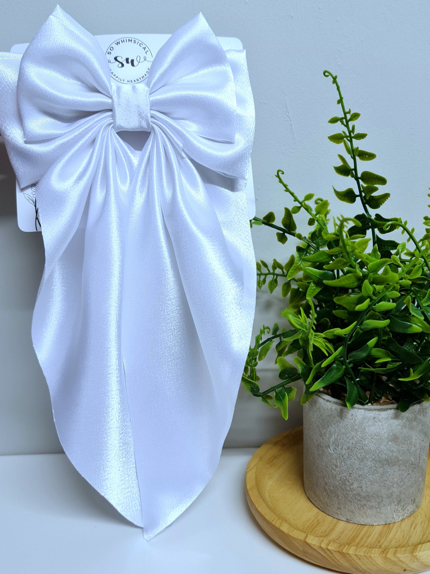 Deluxe Bow Satin White