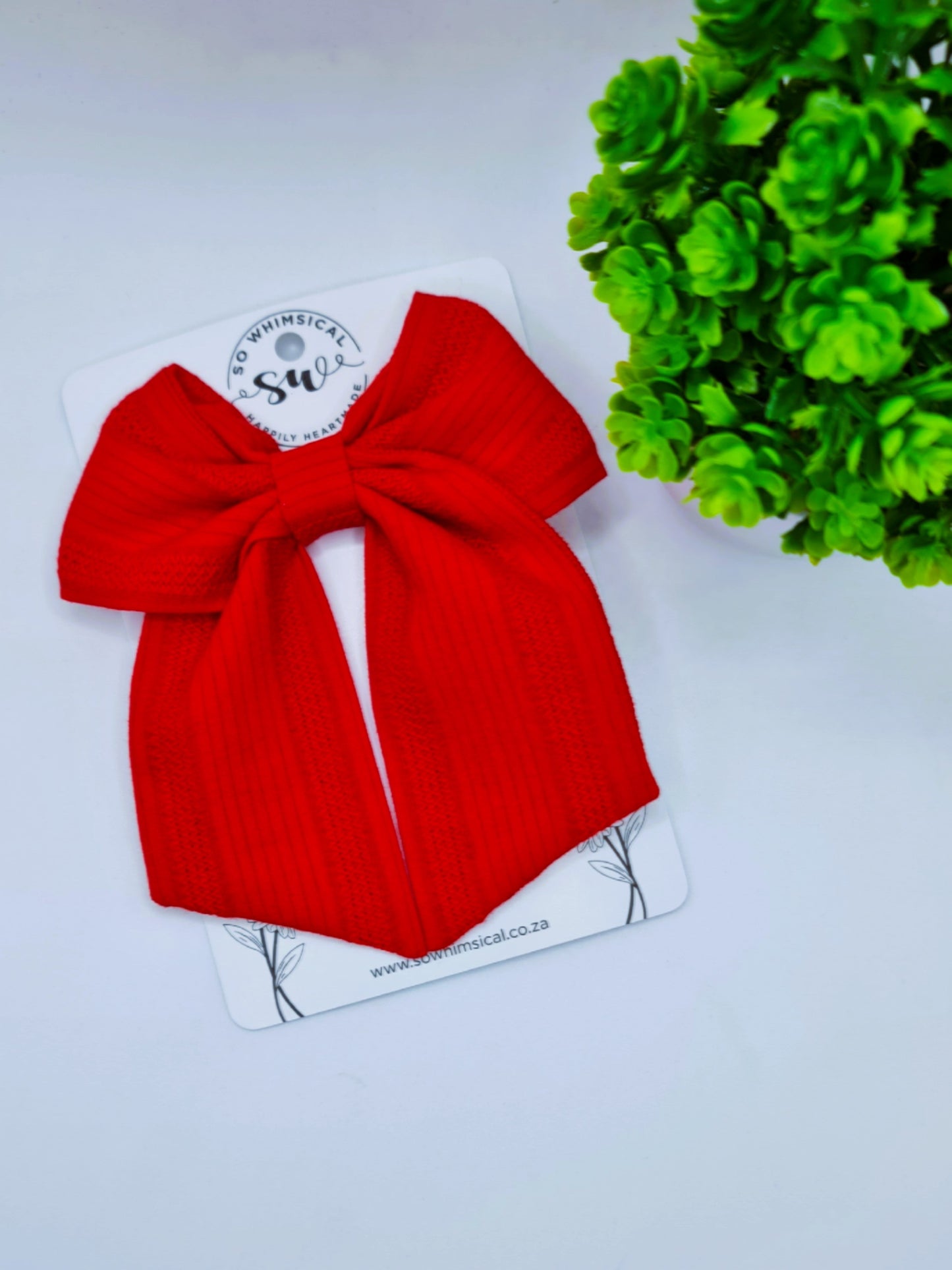 Soft Red Cotton Tailed Bow