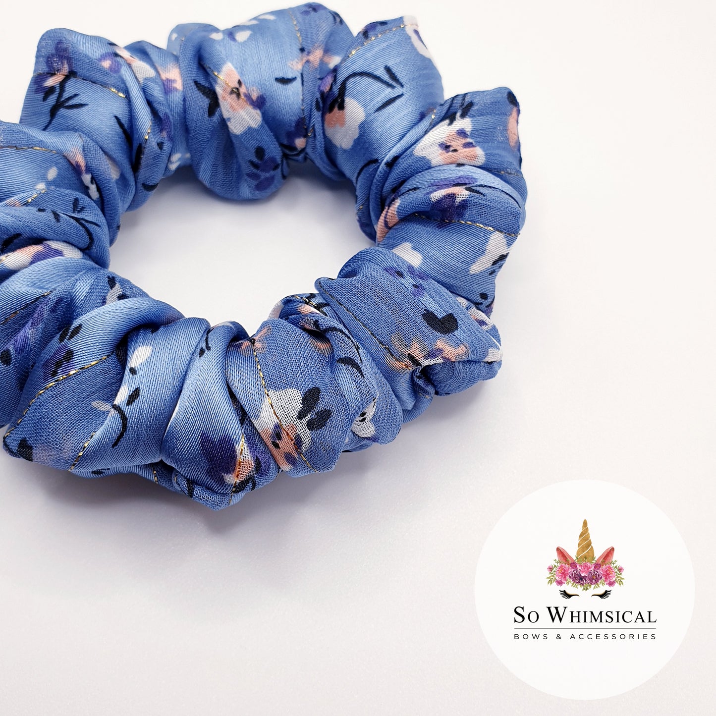 Summer Fields Blue Small Scrunchie