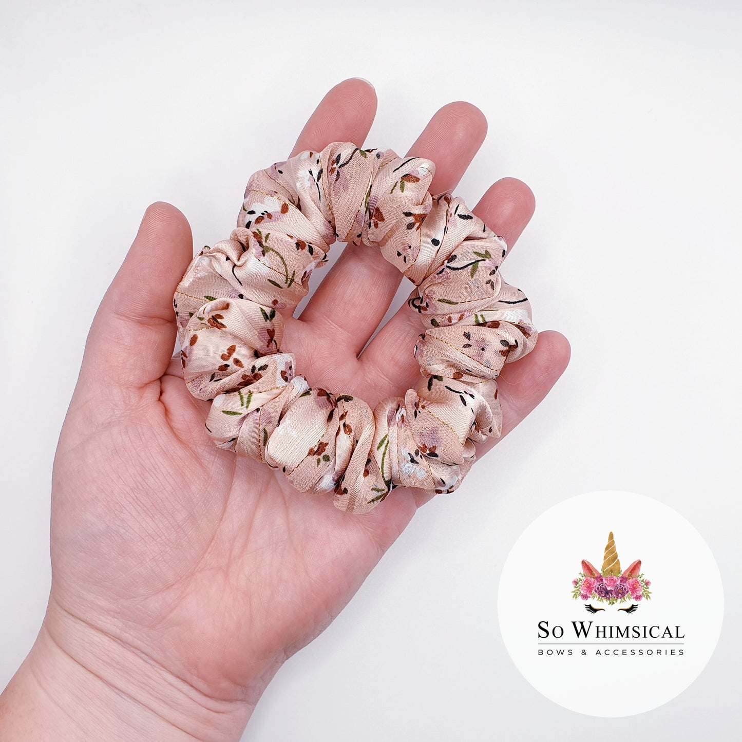 Summer Fields Dusty Pink Small Scrunchie