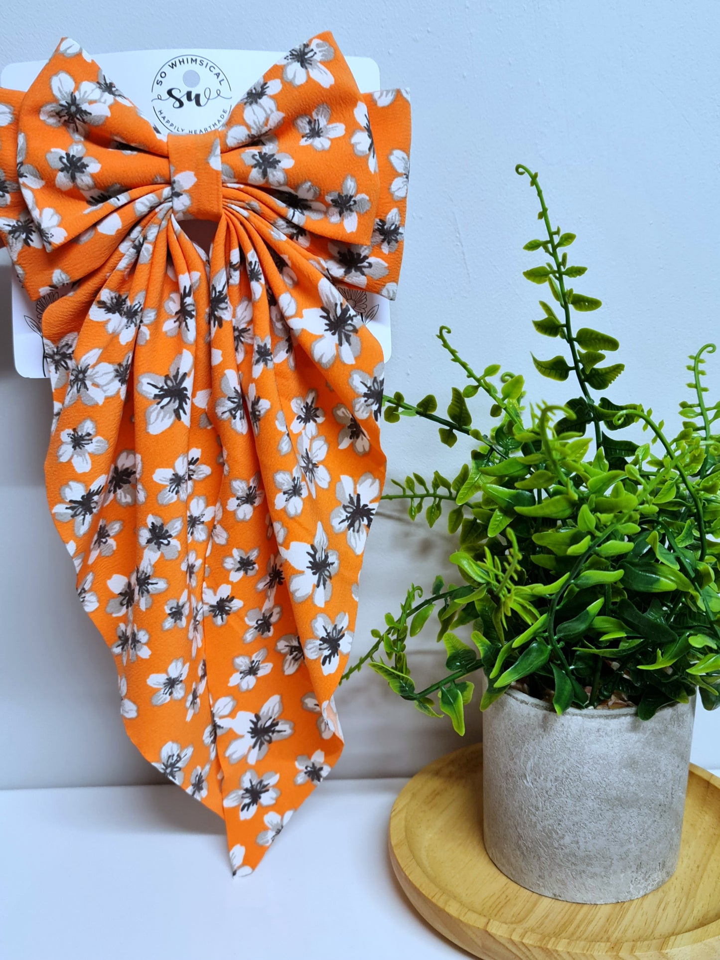 Deluxe Bow Tangerine Florals