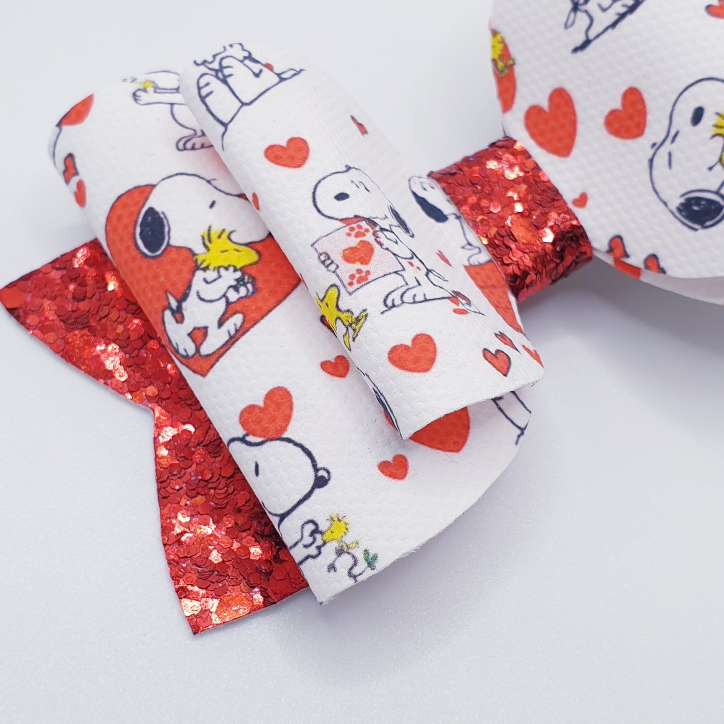 Snoopy Love Faux & Canvas Bow