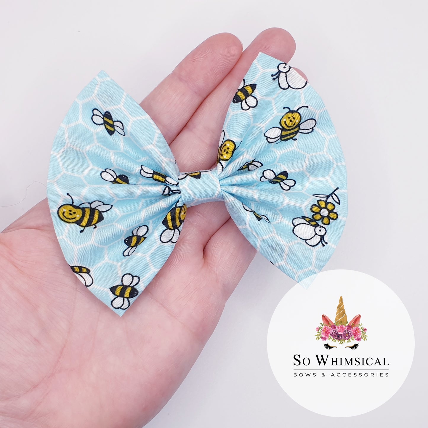 Blue Bumblebee Butterfly Bow (Size Options)