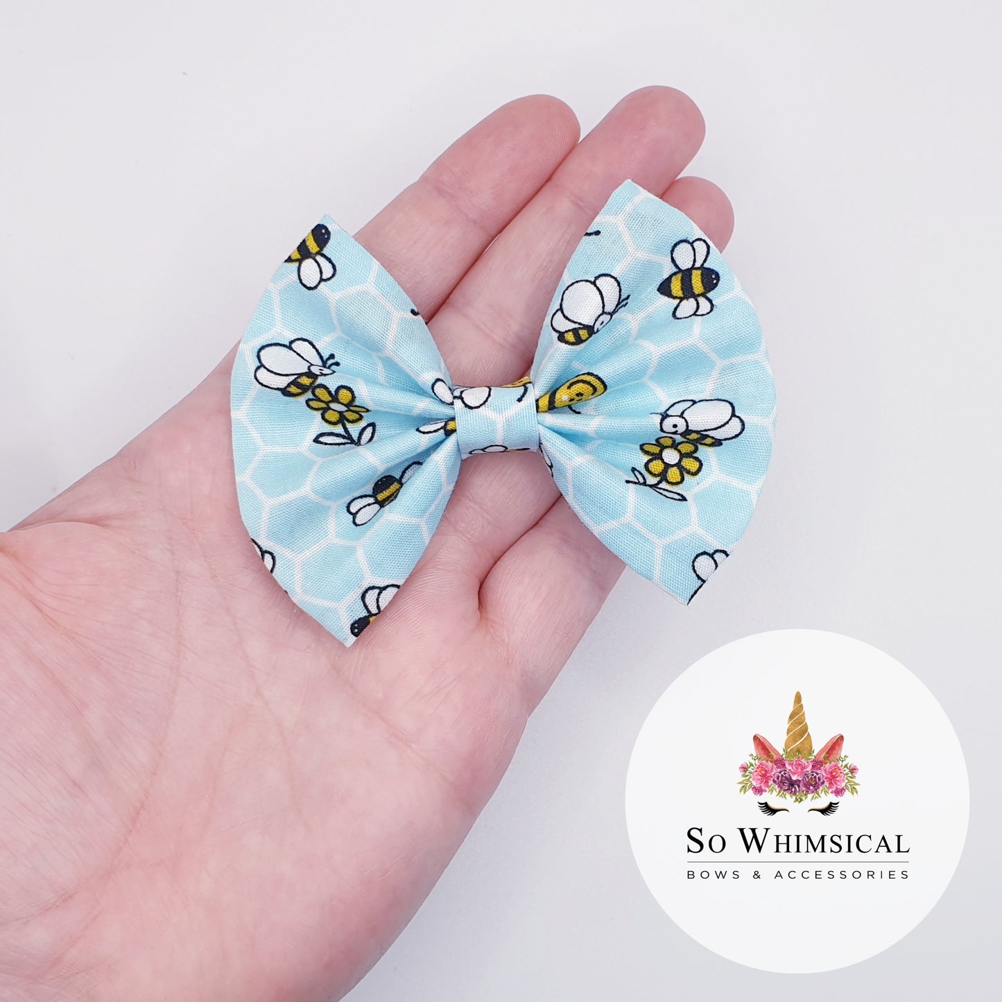Blue Bumblebee Butterfly Bow (Size Options)