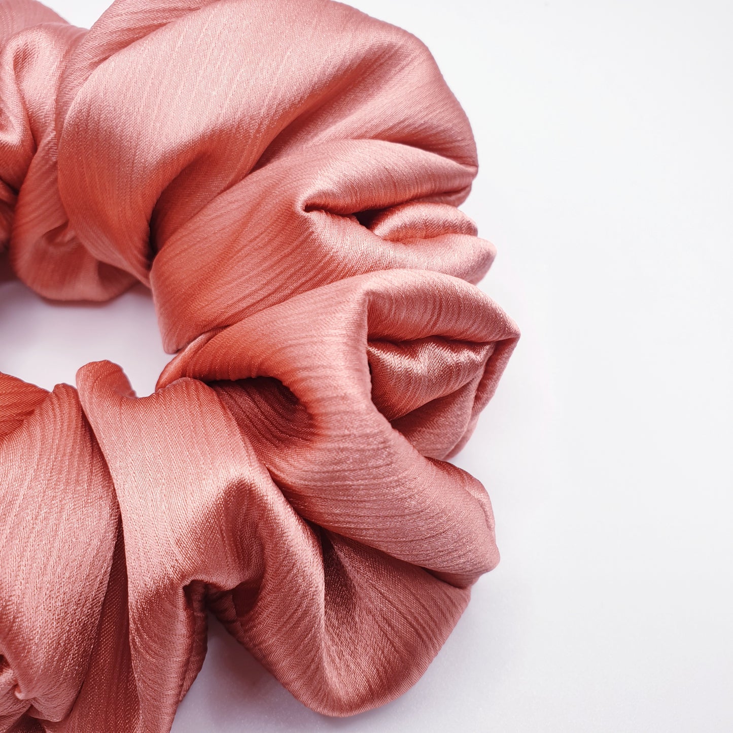 Metallic Satin Coral Scrunchie Medium