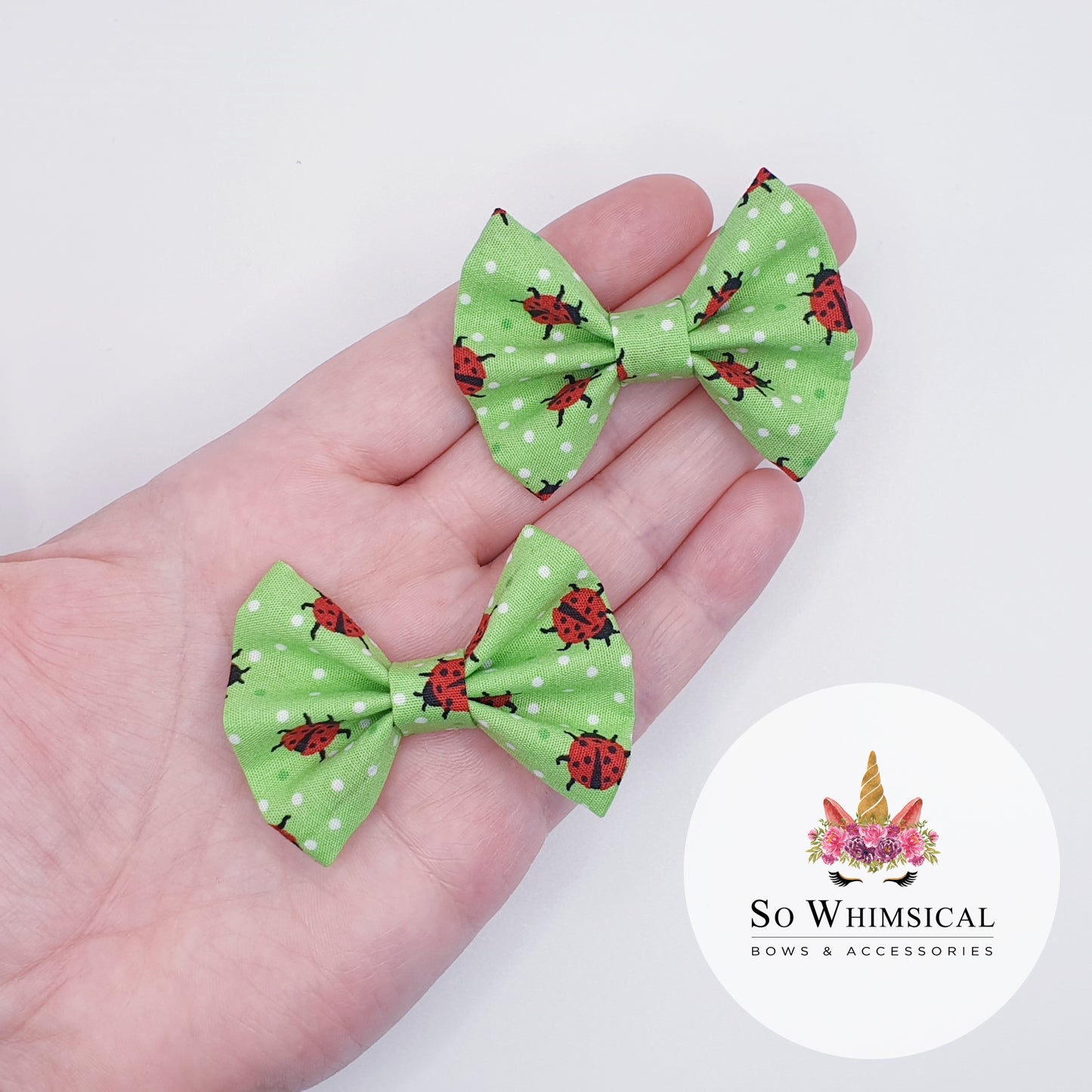 Green Ladybug Butterfly Bow (Size Options)