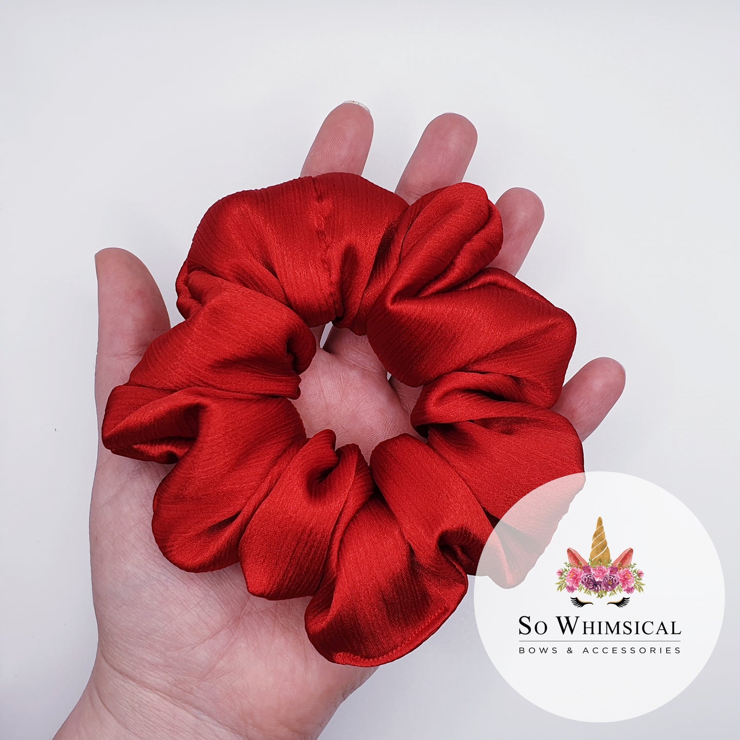 Metallic Satin Red Scrunchie Medium