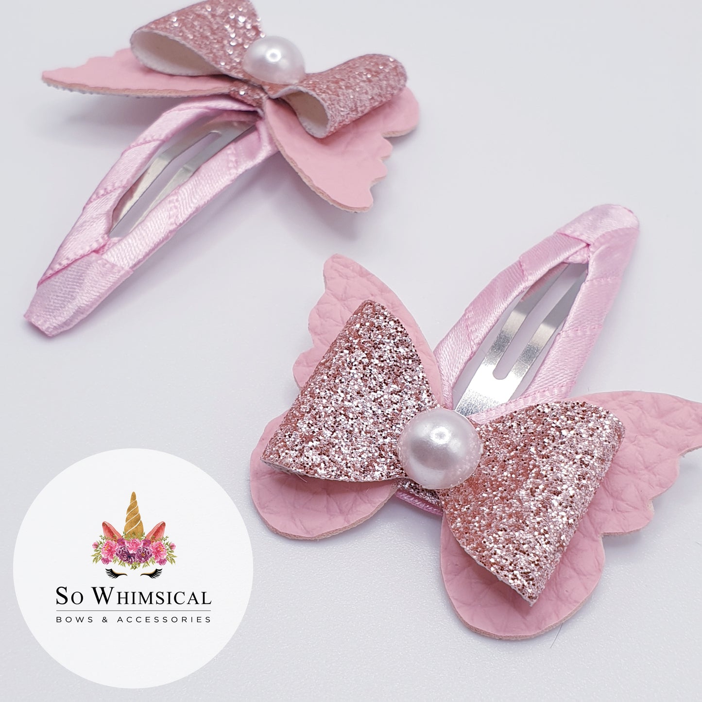Pastel Pink Butterfly Clips (Set of 2)