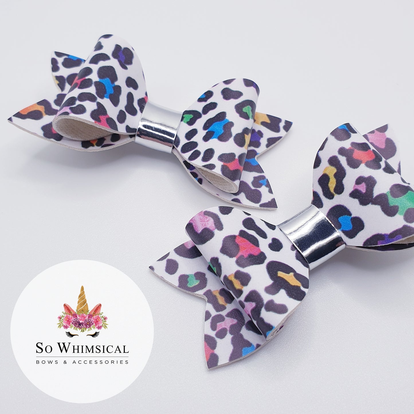 Tiny Funky Leopard Pigtail Bows (Set of 2)