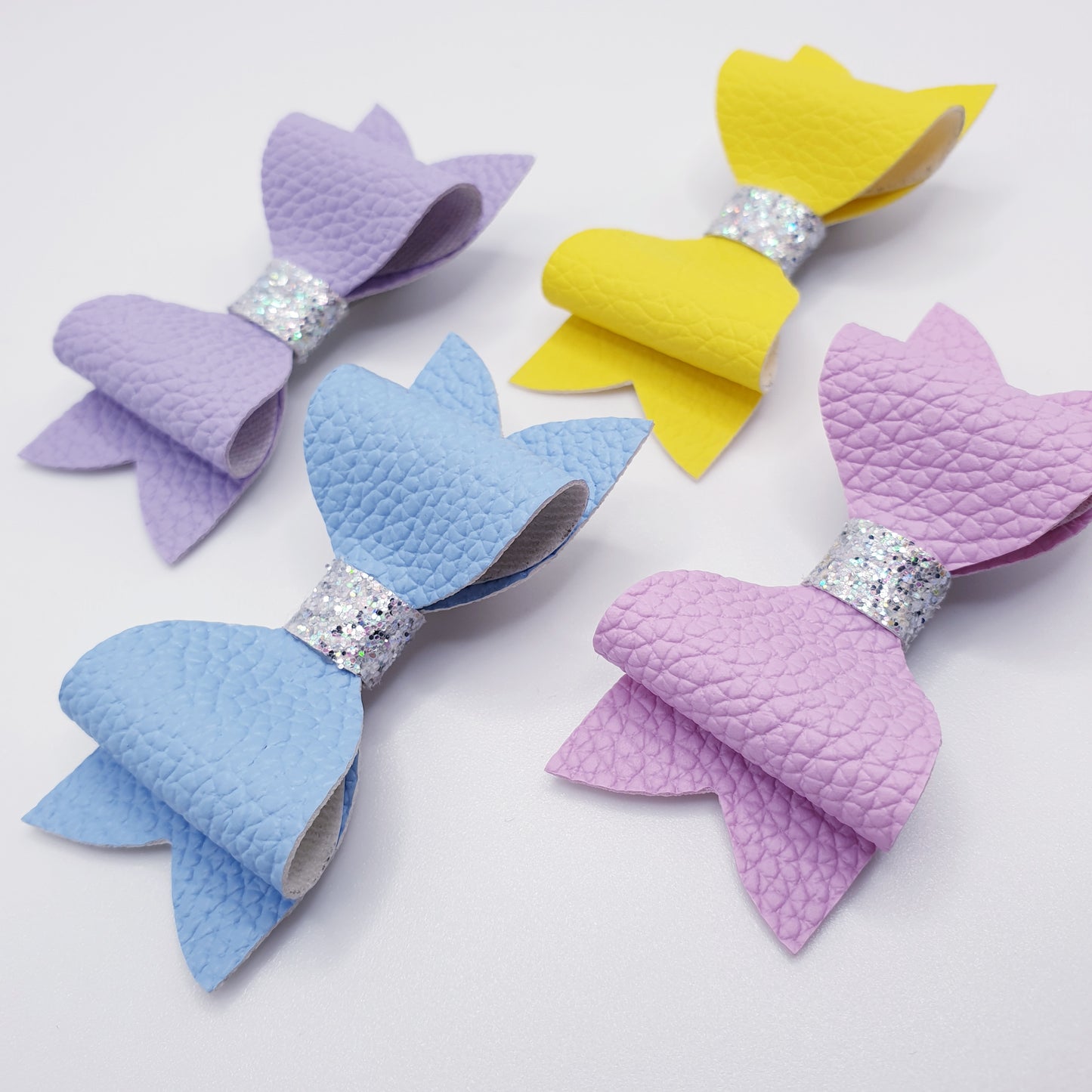 Pretty in Pastels - Set of 4 Small Faux Leather Bows