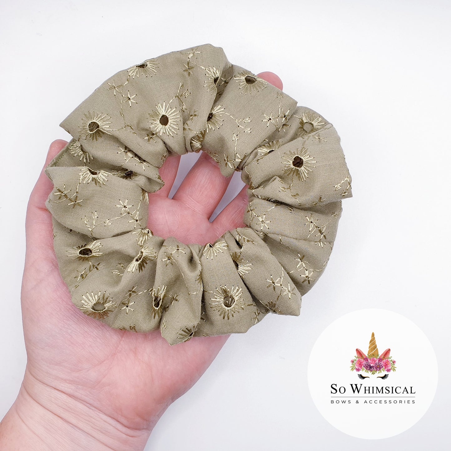 Anglaise Cotton Scrunchie Army Green Medium