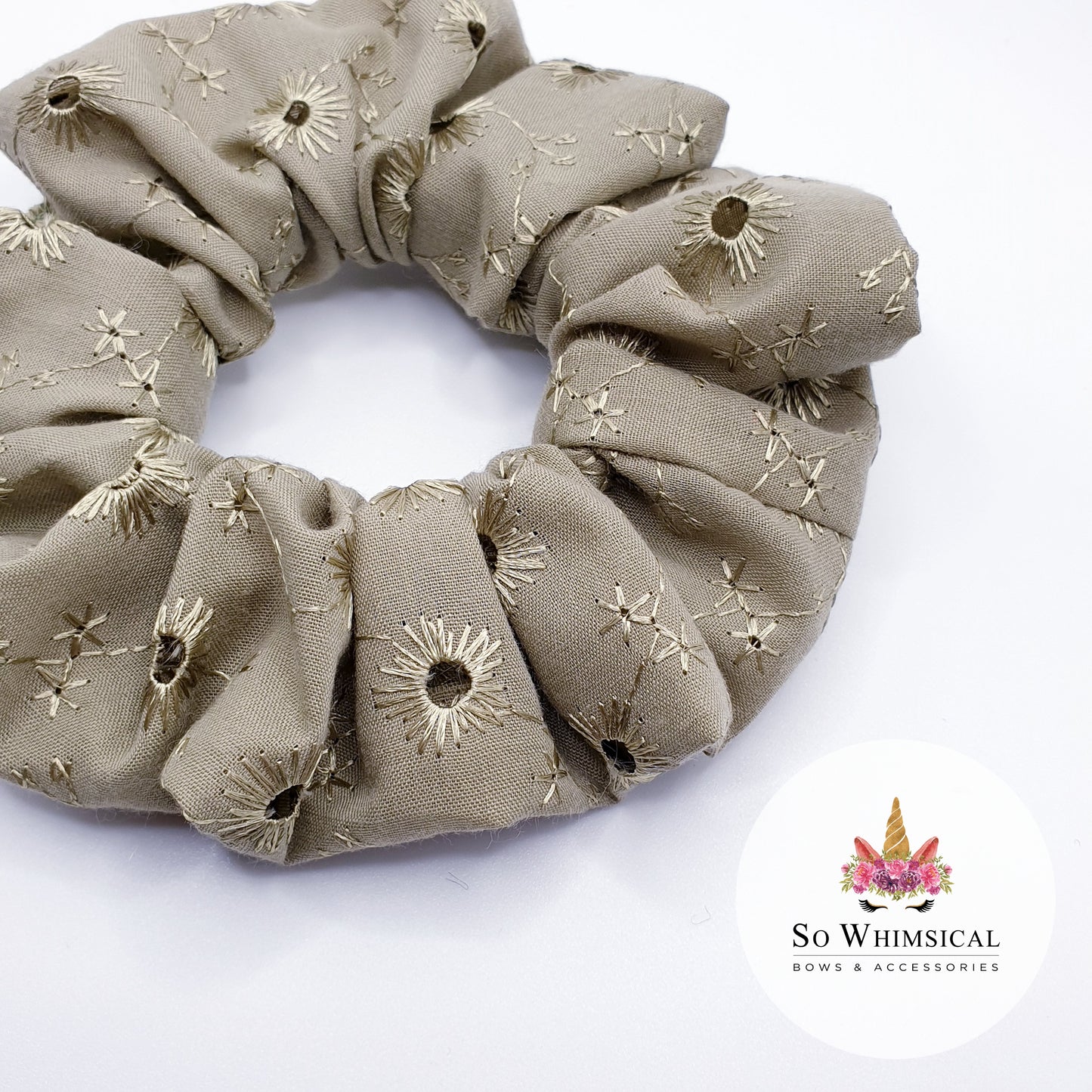 Anglaise Cotton Scrunchie Army Green Medium