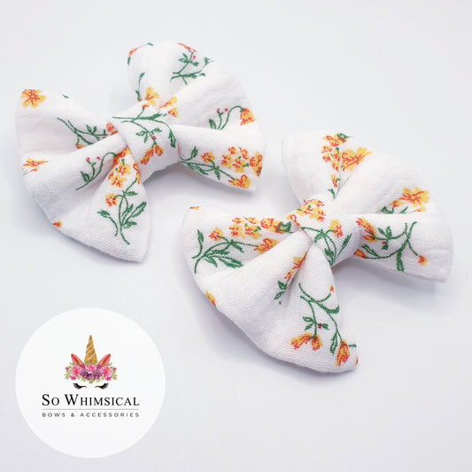 Cheese Cloth Butterfly Bows in White (Set of 2 Small Bows)