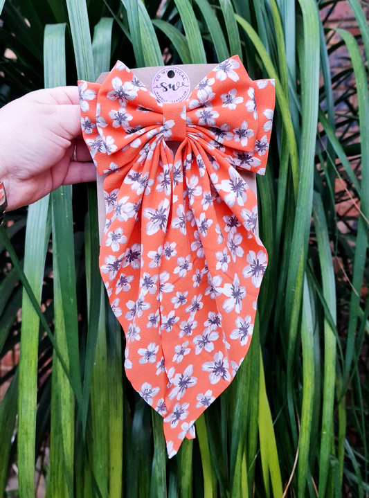 Deluxe Bow Tangerine Florals