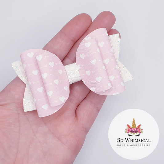 Hearts & Glitter Lace Bow