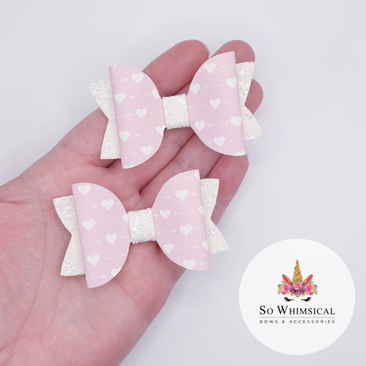 Hearts & Glitter Lace Bows (Set of 2)