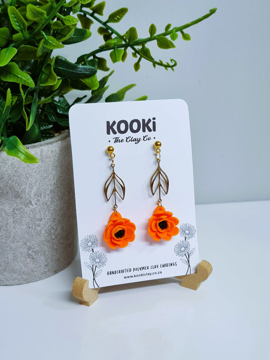 KC1870 - Orange Flower Dangles