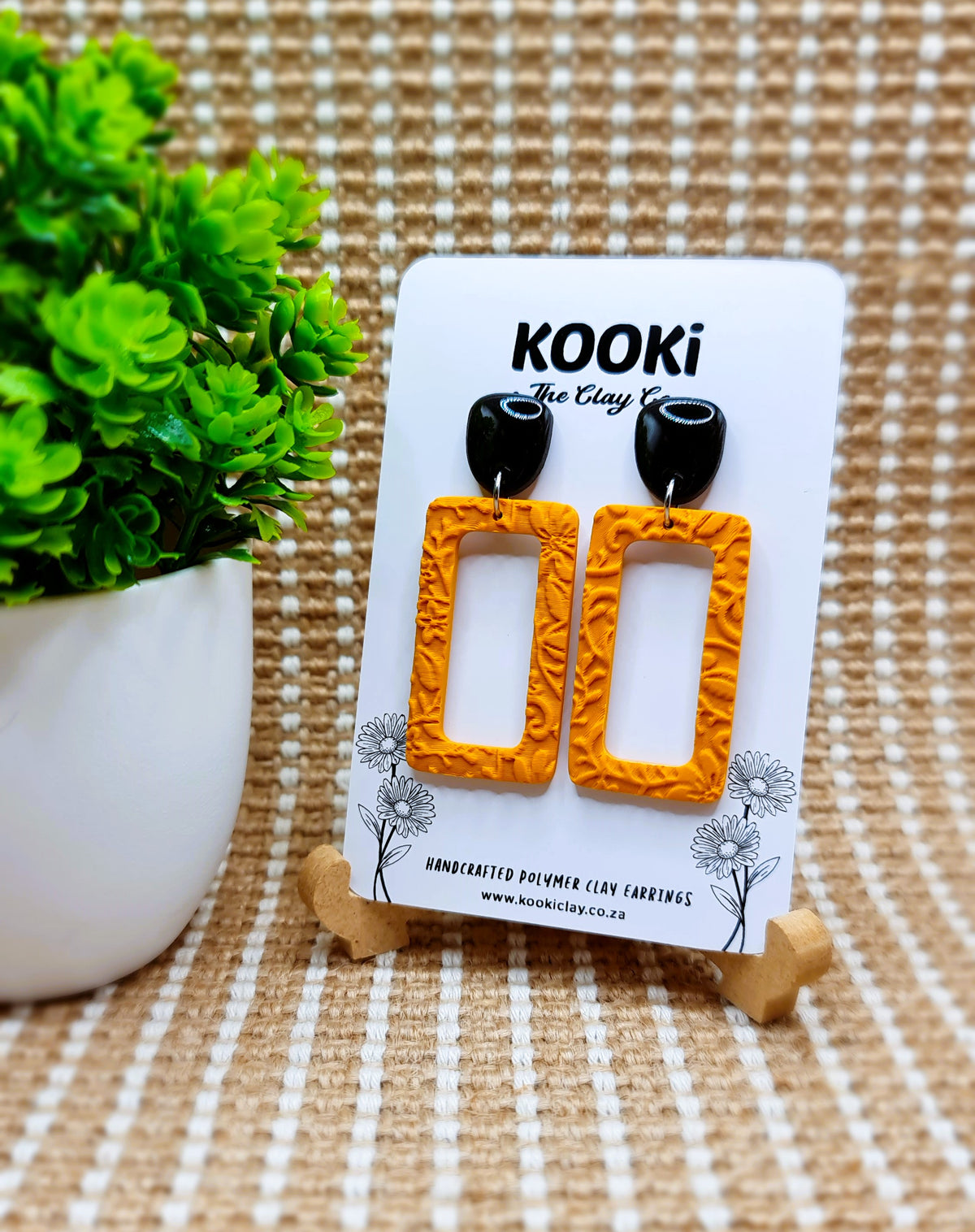 KC2051 - Black & Mustard Rectangle Dangles
