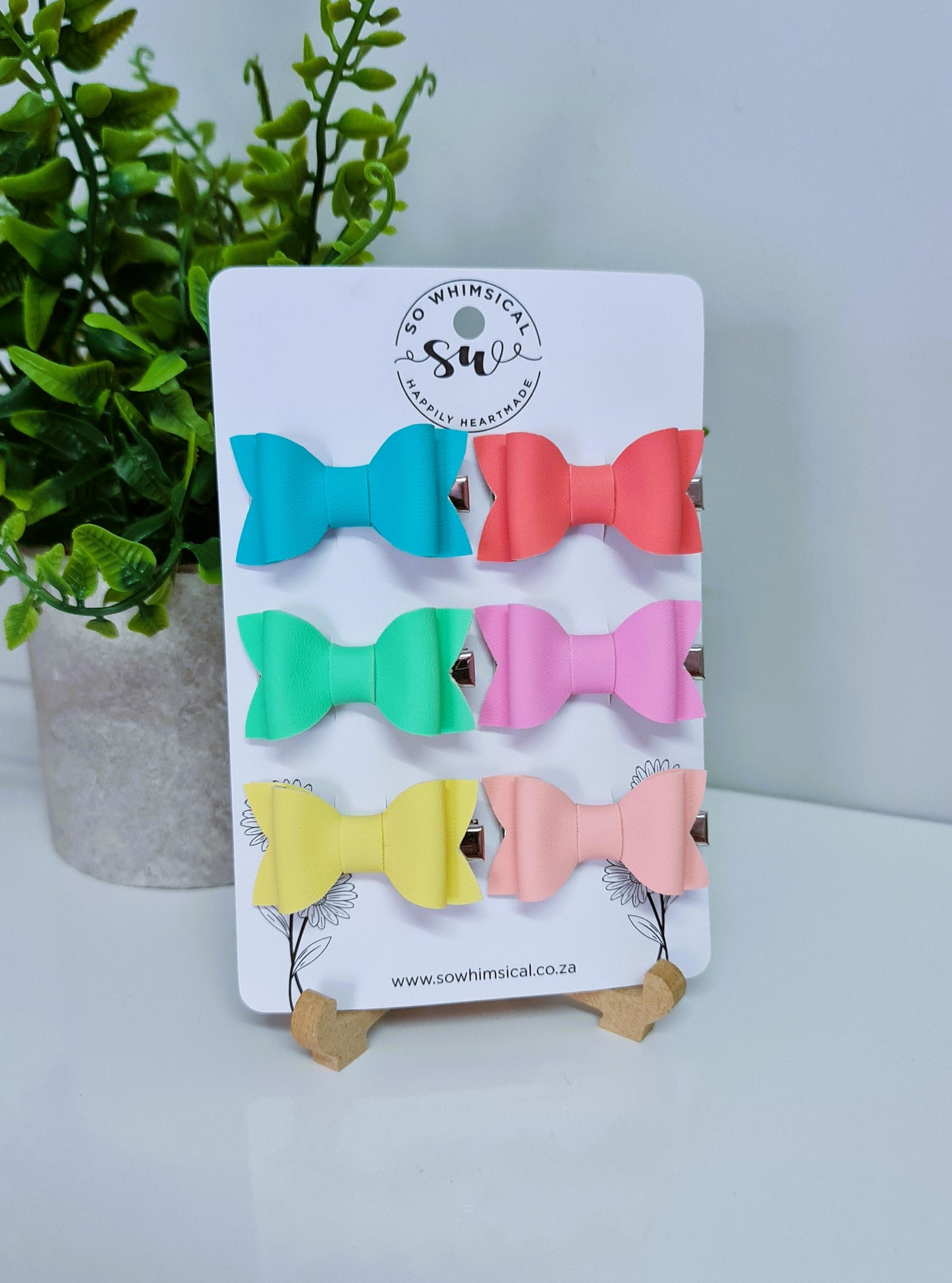 SW5338 - 6-Pack Mini Pastel Faux Leather Bows