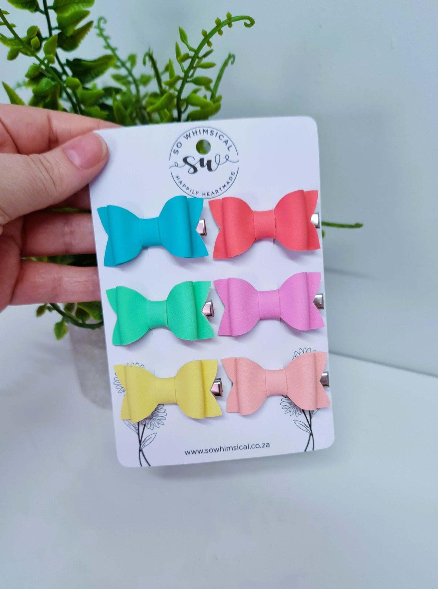 SW5338 - 6-Pack Mini Pastel Faux Leather Bows