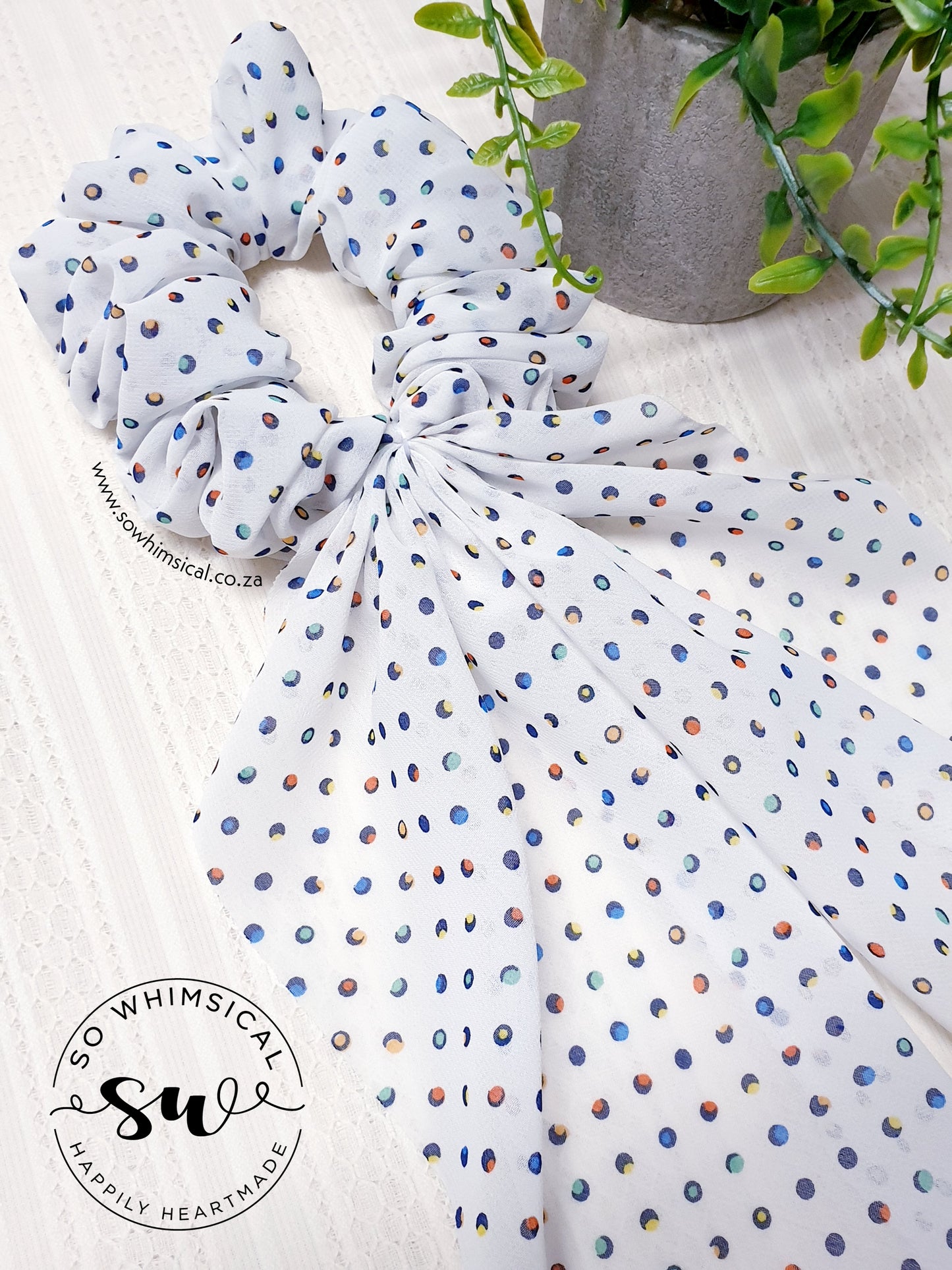 Rainbow Polka Dots LT Scrunchie