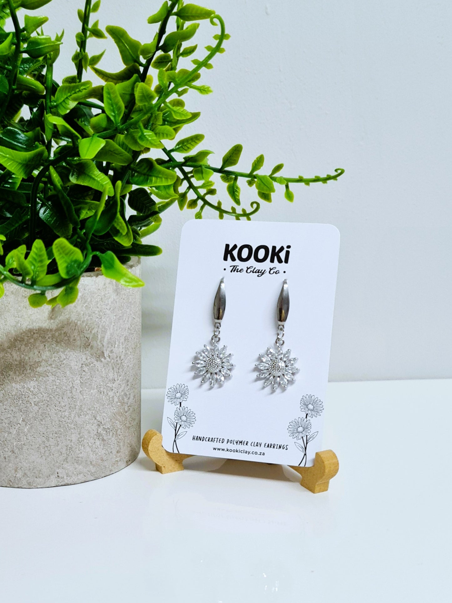 SS Zirconia Sunflower Dangles