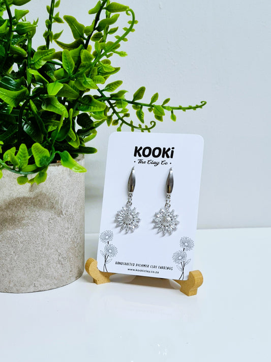 SS Zirconia Sunflower Dangles
