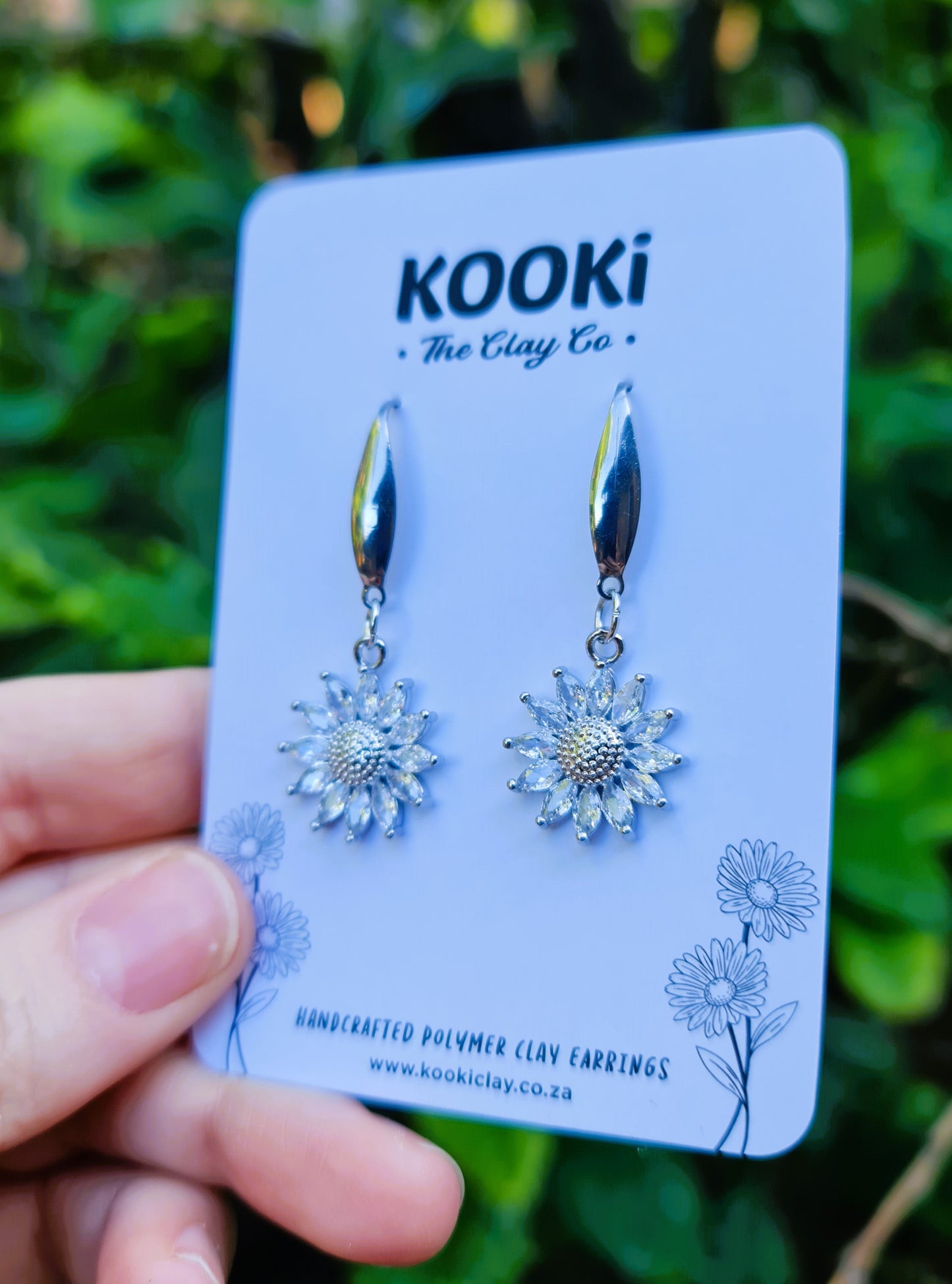 SS Zirconia Sunflower Dangles