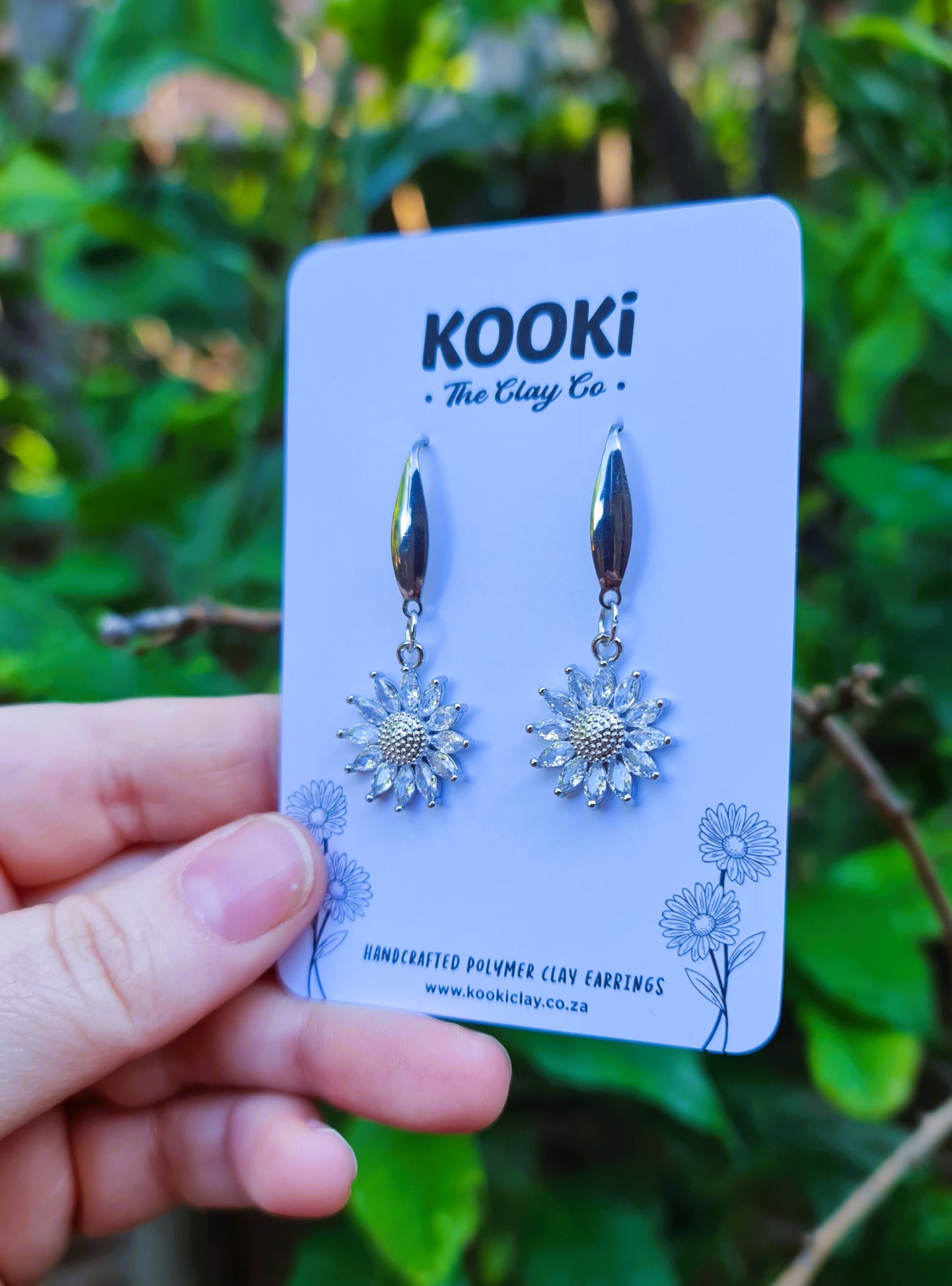 SS Zirconia Sunflower Dangles