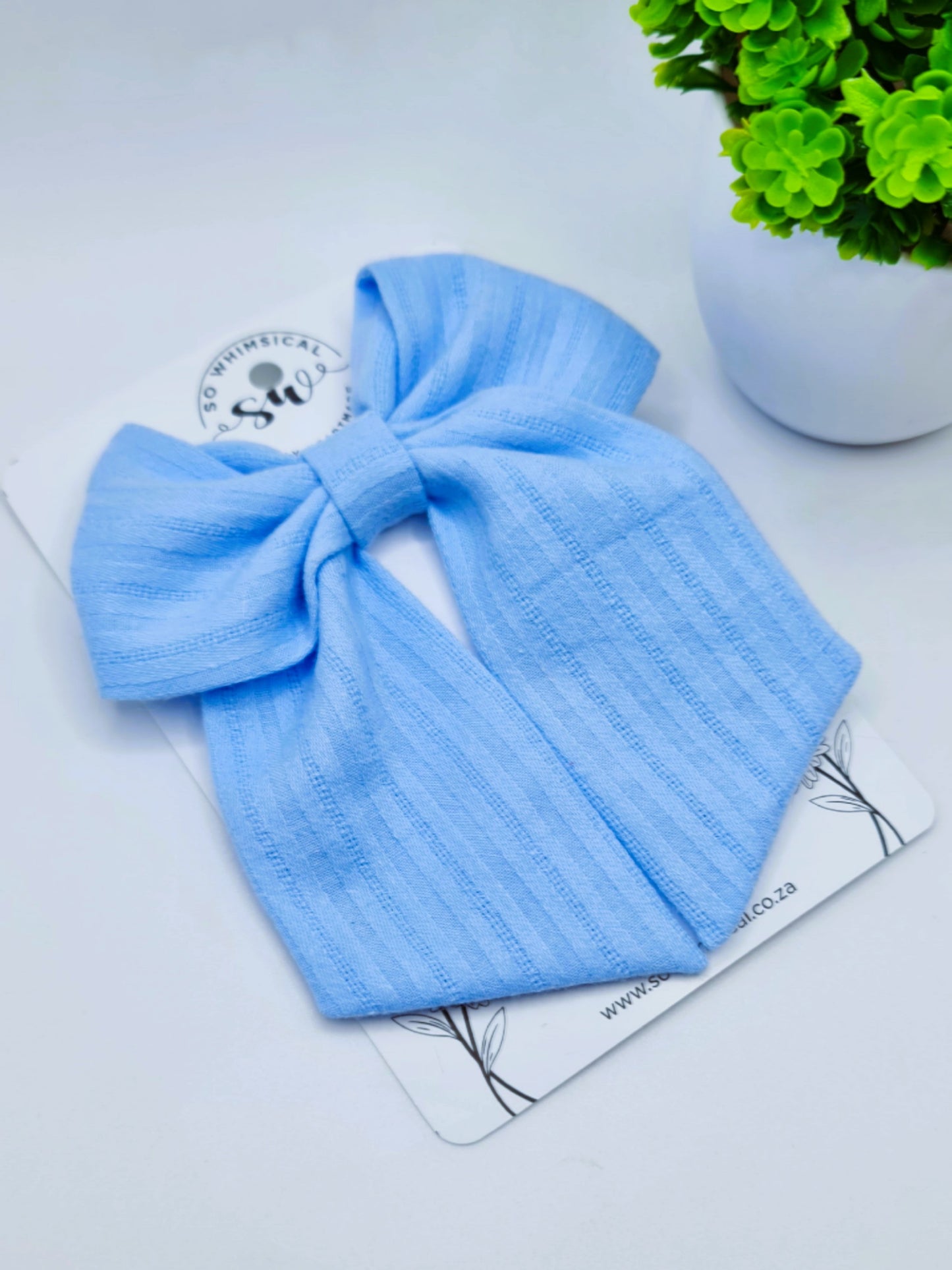 Soft Blue Cotton Tailed Bow