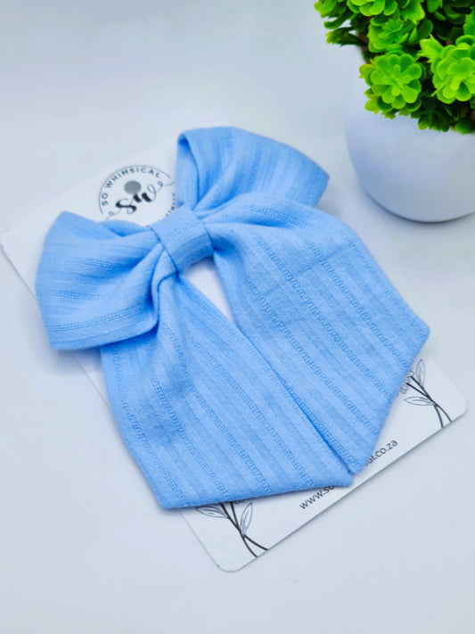 Soft Blue Cotton Tailed Bow