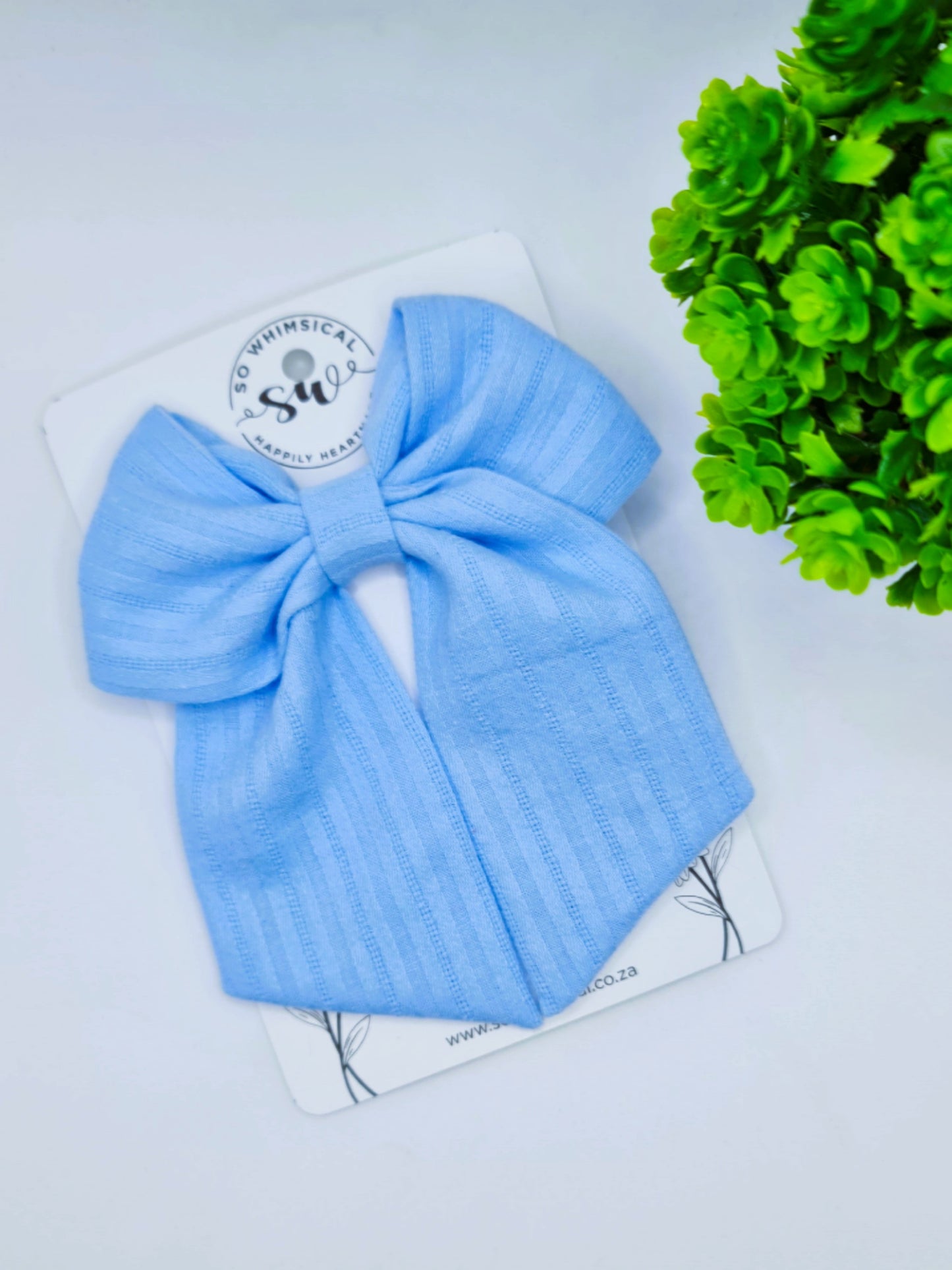 Soft Blue Cotton Tailed Bow