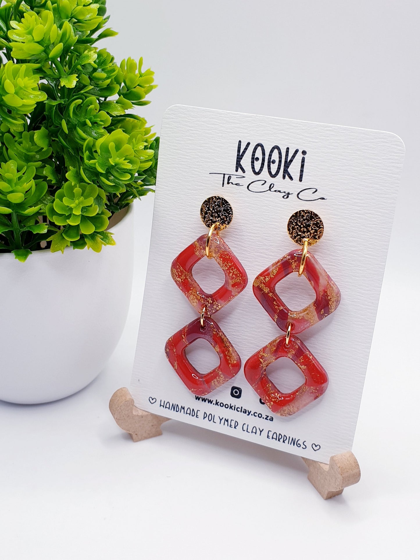 Stacked Red and Gold Dangles