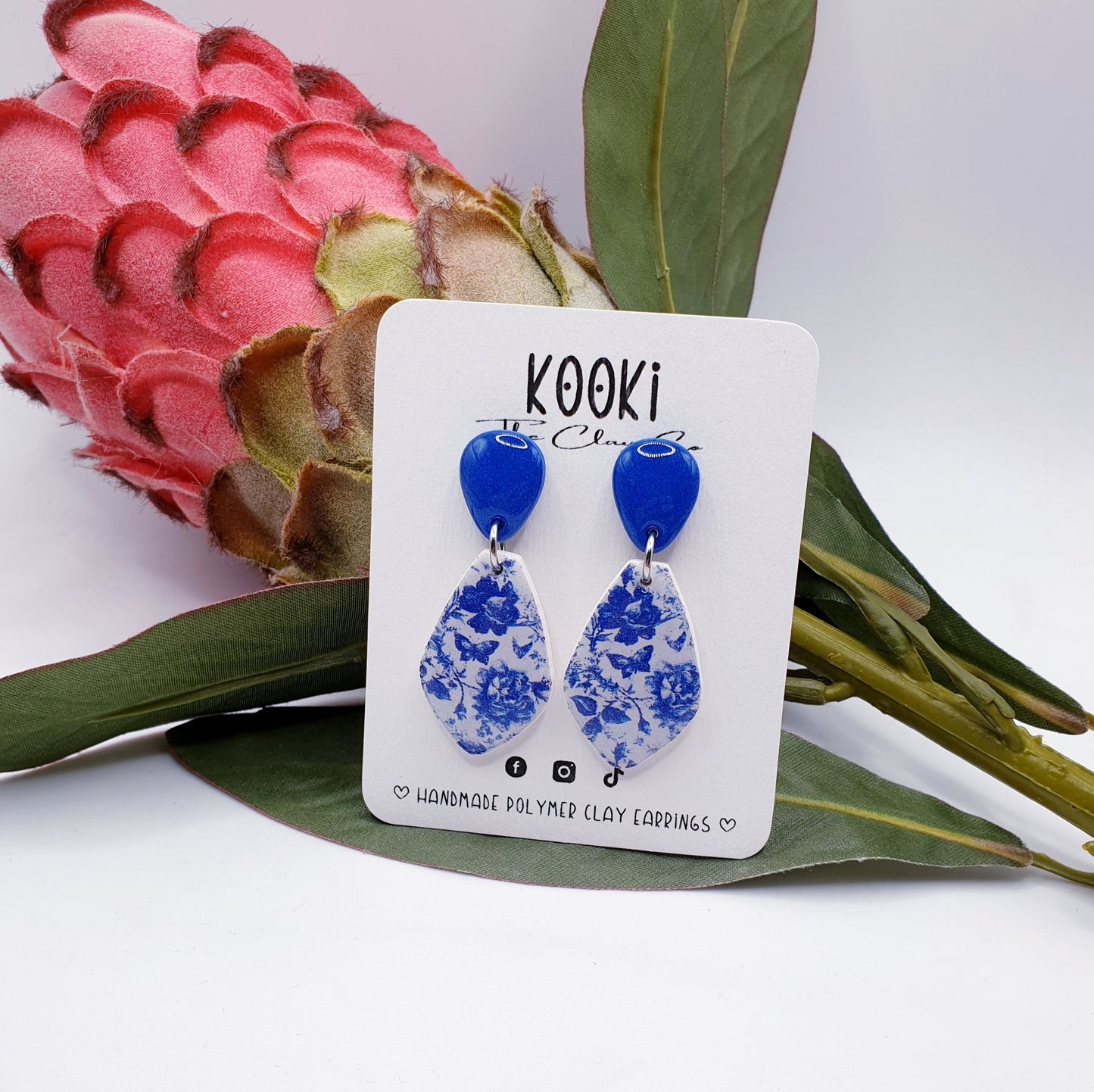 Vintage Blue Floral Dangles