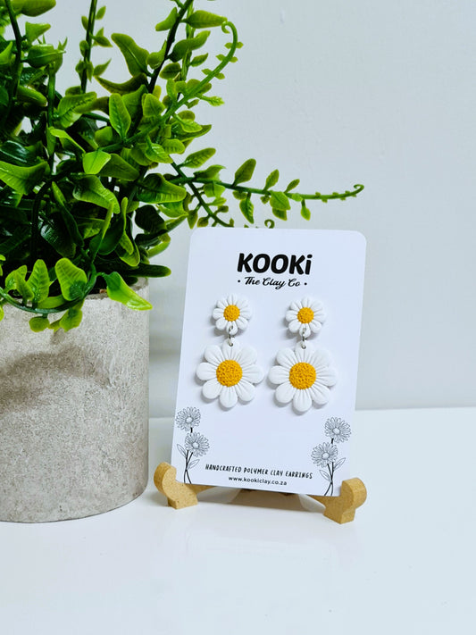 White Daisy Dangles