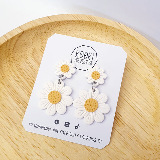 White Daisy Dangles