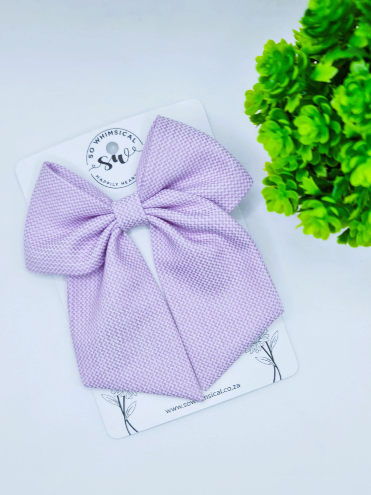 White & Lavender Tailed Bow